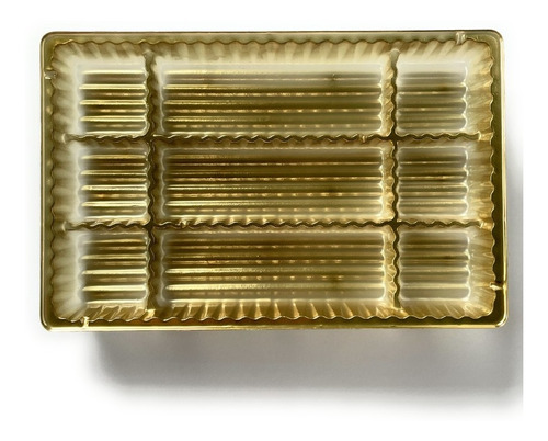 Charola Inserto Chocolates Trufas 9 Cav Cuadrado Dorado 25pz