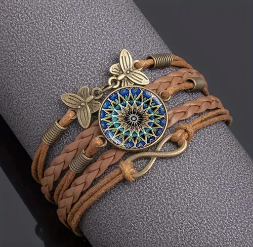 Pulsera Brazalete Mandala Bohemio Cuero Mujer Accesorio Moda