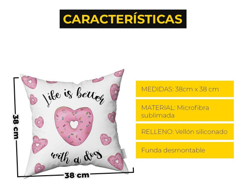 Imagen 3 de 3 de Love Dogalmohadon Almohadones Decorativos De 40x40