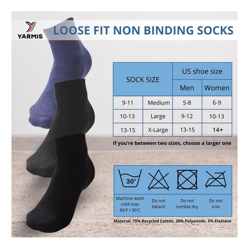 Calcetines Diabéticos Blancos De Yarmis Para Mujeres Tamaño