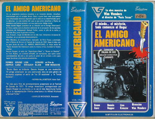 El Amigo Americano Vhs Wim Wenders B Ganz Dennis Hopper 1970