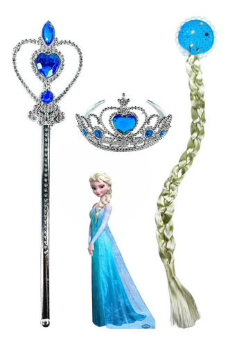 Frozen Set De Trenza + Varita + Corona De Elsa Y Anna