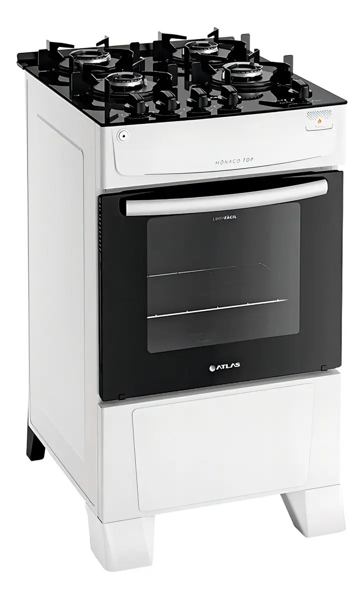 Fogão 4 Bocas Atlas Mônaco Top Glass Acendimento Automático Cor Branco