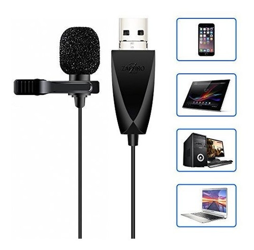 Microfono Usb Zaffiro Lavalier Mic Solape Clip En El Microfo