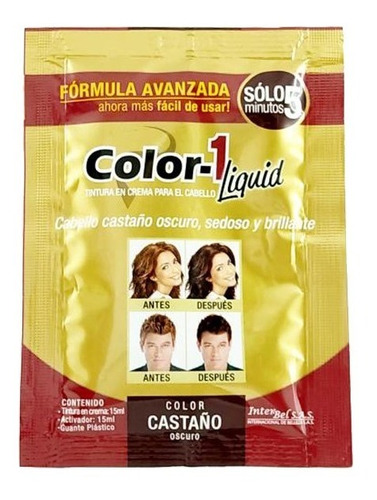 Color 1 Shampoo Cubre Canas Castaño X 50 Gr