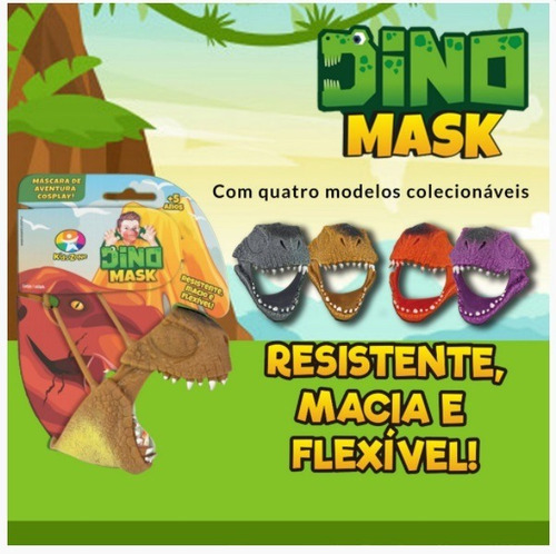 Imagem 3 de 5 de Dino Mask Máscara Dinossauro Borracha Com Encaixe Kids Zone