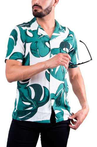 Camisa Bernabe B3 Manga Corta Floreada Hawaiana Hombre