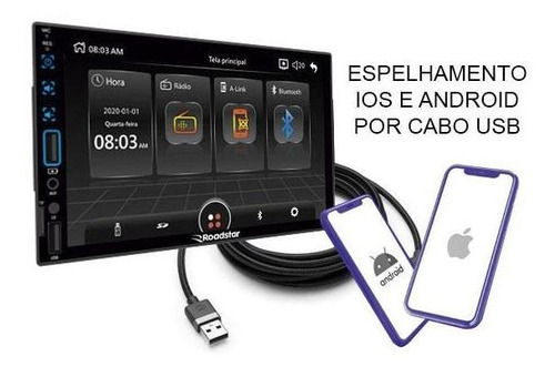 Imagem 3 de 4 de Central Multimídia 7 Polegadas Esp. Android/iPhone Rs-508br