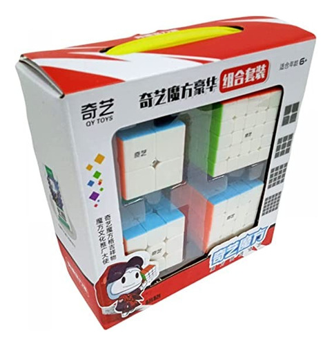 Pack Cubos Rubik 2x2, 3x3, 4x4, 5x5 + Libro Qiyi Original
