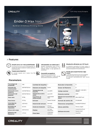 Impresora 3d Creality Ender-3 Max Neo 100v-240v