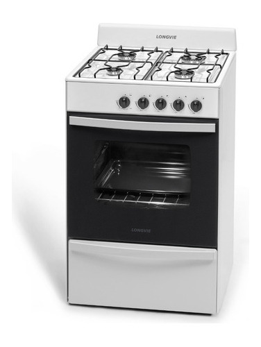 Imagen 3 de 10 de Cocina A Gas Longvie 12231b 56cm Blanca Cajón Parrilla