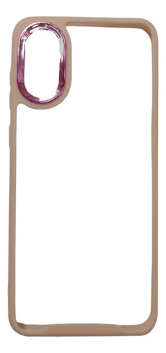 Fundas Transparente Borde Color Para Samsung Galaxy A03 Core Rosa Transparente Borde Color