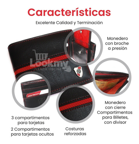 Billetera River Plate Oficial En Cuero Ecológico Para Hombre