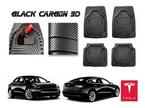 Tapetes Premium Black Carbon 3d Tesla Model 3 2019 A 2022