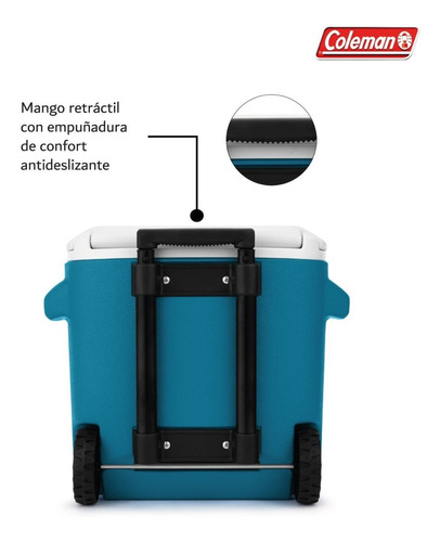 Hielera Coleman Con Ruedas Asa Retractil 28qt Para 19 Latas