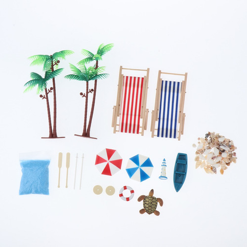 1/12 Dollhouse Miniatura Sombrilla De Playa Silla Árbol Kit