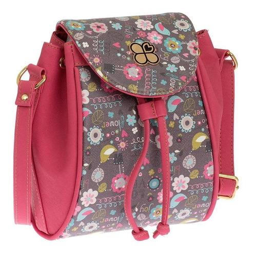 Bolsa Lover Crossbody Ultra Ligera Bolso Dama Mujer 9663 Acabado De Los Herrajes Niquel Color 52042 Color De La Correa De Hombro Rosa Chicle Diseño De La Tela Floreado