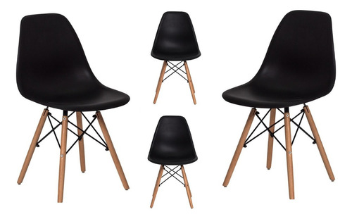 Kit 4 Cadeiras Charles Eames Eiffel Pé Palito - Allight Cor da estrutura da cadeira Preta