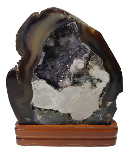 Geoda De Agata Semi Pulida Con Base, Minerales, Cuarzo