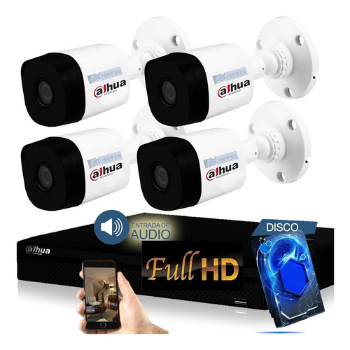 Kit Seguridad Camaras Hd 4 Dahua Dvr Full Hd Hdcvi Disco 1tb
