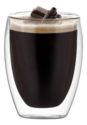 Imagen 5 de 10 de Vaso Doble Fondo Vidrio Transparente 350 Ml Cafe Agua Vino.