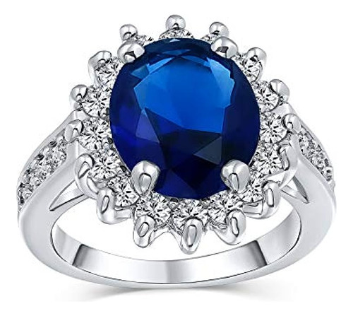 Bling Jewelry Personalize Classic 5ctw Blue Cz Crown Oval Cu