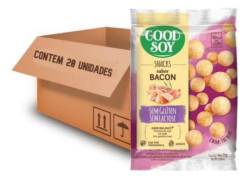 20x Snacks De Soja Goodsoy Sabor Bacon 25g