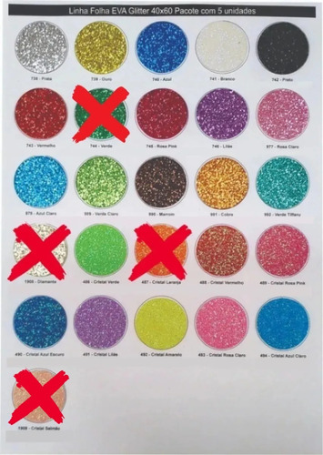 Placa Folha De Eva Glitter Adesivo 40x60cm - 20 Unidades