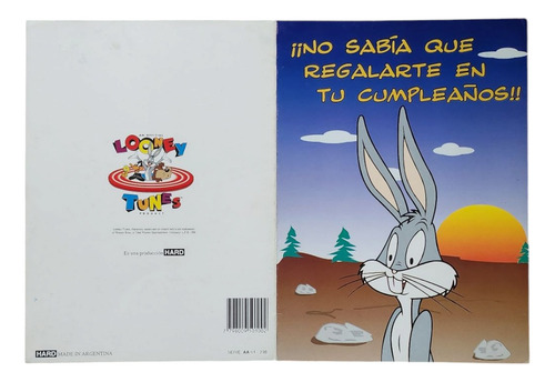 Tarjetas Looney Tunes Original 1996 Regalo Cumple Navidad Bugs Bunny Feliz Cumple