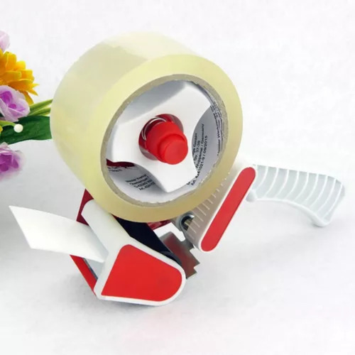 3 Dispensador Huincha Porta Cinta Adhesiva Embalaje Plastico Color Rojo