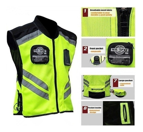 2 Color High Visibility Reflective Motorcycle Vest