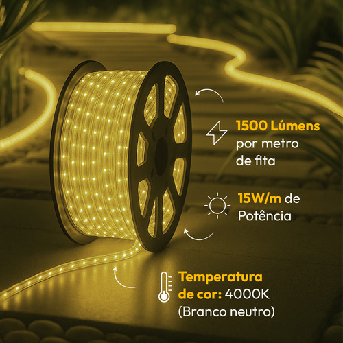 Fita Led Dupla Facile 15w 4000k Branco Neutro 50 Metros Tensão Direta 240leds Cod: Alut148033 Alut By Avant