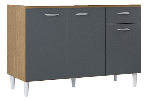 Bajo Mesada Armario Mueble Cocina 3 Puertas Cajon LG Color Damasco Gris LG Amoblamientos