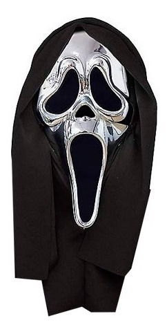 Máscara Ghostface Pânico Scream | Edição Chrome Prateada
