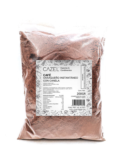 Café Oaxaqueño Soluble Instantáneo Con Canela 200gr