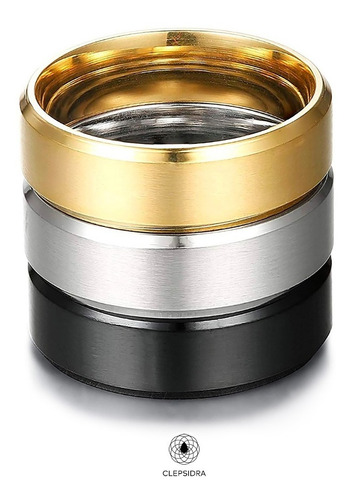 Imagen 3 de 7 de Set 3 Anillo Acero Inoxidable 8mm Para Hombre Joya Elegante