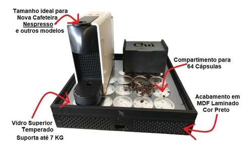 Porta Cápsulas Bandeja Cafeteira Nespresso Vidro Organizador