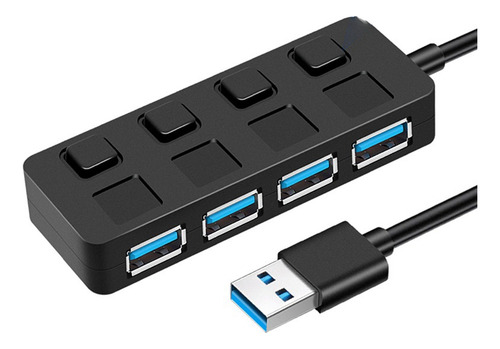 Conmutador Usb 3.0 Con Botón De 4 Puertos, Divisor Usb 1 A 4