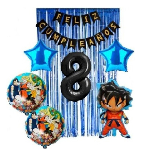 Combo De Globos Metalizado Dragon Ball Z Goku Cumpleaños