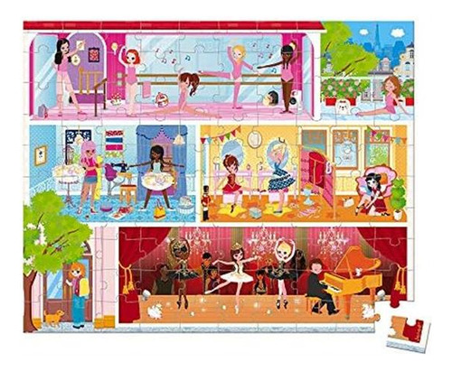 Janod 100 Peças Dance Academy Ballerina Puzzle Toy Mini Mala