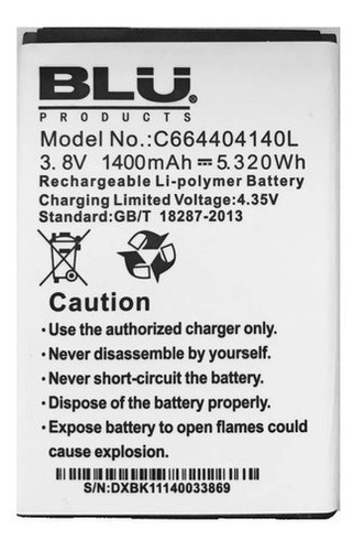 Bateria Pila Blu Life Play Mini L190 C664404140l  -mg