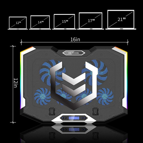 Base Cooler Notebook Enfriador 8 Vent Rgb 14-17 Pulgadas