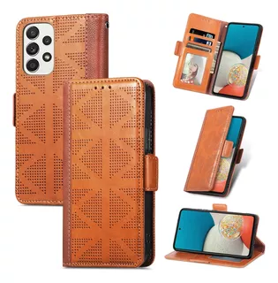 Capa De Telefone Flip De Couro Grid Para Samsung Galaxy A53