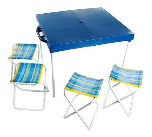 Mesa De Camping Pik Nik Plegable Con 4 Banquetas