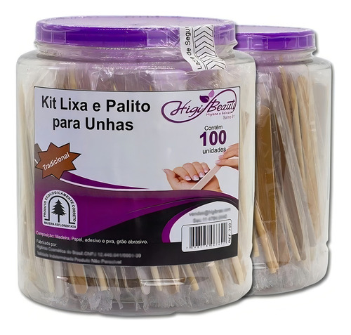 Kit Lixa E Palito Para Unha - 100 Unidades