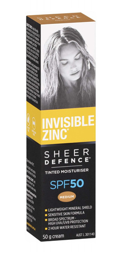 Invisible Zinc Sheer Defence Medium Spf 50 - Hidratante Diar