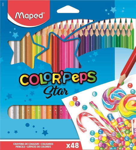 Lápis De Cor 48 Cores Maped Colorpeps Triangular Cores Vivas