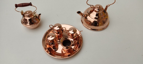Imagen 6 de 9 de Juego De Té Mini 7 Piezas + Tapas Fabricado En Cobre