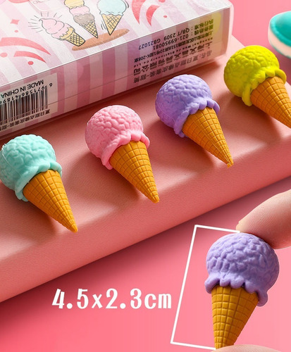 4 Cajas 16pz Gomas Borrador Kawaii Varias Formas Papeleria