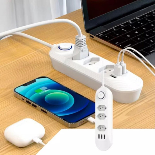 Extensão Elétrica 3 Tomadas Usb Reforçada